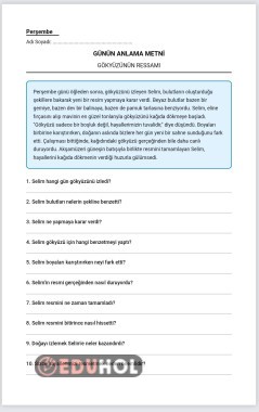GÜNLÜK OKUMA ANLAMA ÇALIŞMA KAĞIDI _Perşembe