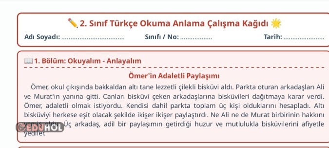 Okuma Anlama değerle 5