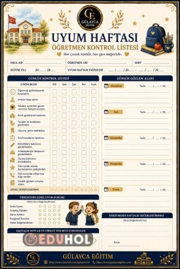 Uyum Haftası ÖĞRETMEN HAZIRLIK DOSYASI/ Uyum haftası Kontrol Listesi