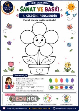 Uyum Haftası Parmak Baskı/ Çiçeğini Renklendir