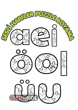 Sesli harfler puzzle boyama çalışması