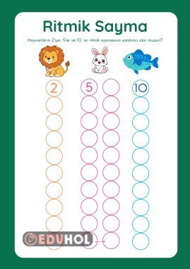 İkişer-Beşer ve Onar Ritmik Sayma Etkinlik Kağıdı