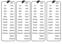 Ü ve S Harfi Kelime Okuma Çizelgesi