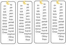 Ö ve Y Kelime Okuma Çizelgesi
