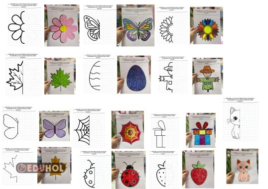 Simetri- görseli simetrik olarak tamamlama şeffaf kılavuz çizgilerle