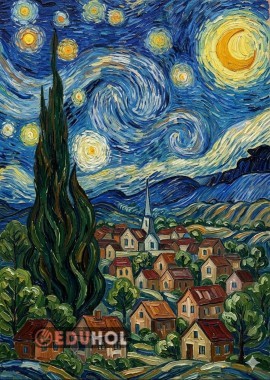 Van Gogh Yıldızlı Gece Boyama Sayfası