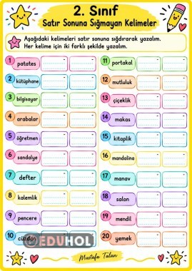 SATIR SONUNA SIĞMAYAN KELİMELER 1