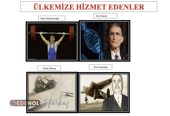 Ülkemize hizmet eden kişilerin isimleri ve fotoğrafları deftere yapıştırmak için