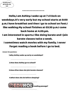 Reading Time for 8th Grades-Unit 2 Teen Life