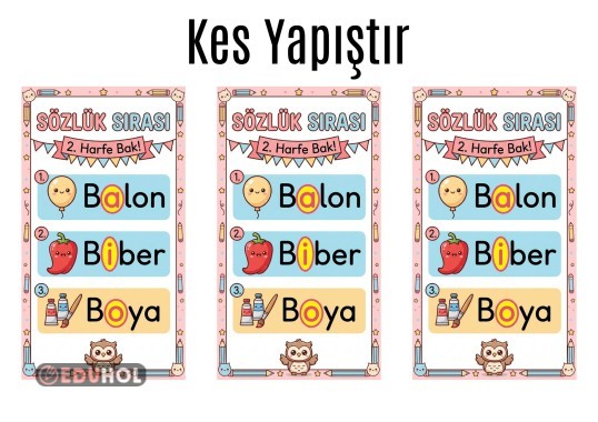 2.Sınıf Sözlükte Sıralama Deftere Yapıştır