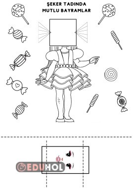 Şeker Tadında Mutlu Bayramlar Boya,Kes,Yapıştır