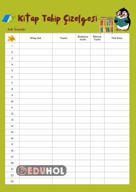 Kitap Takip Çizelgesi