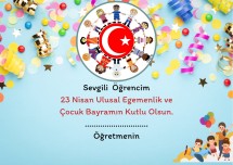 23 Nisan öğrenci hediye kartı.