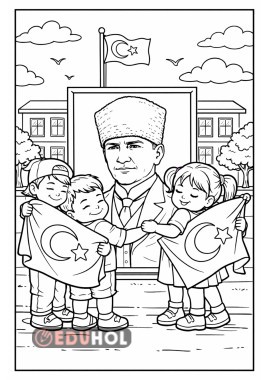 Atatürk ve Bayrak Boyama Sayfaları 🇹🇷