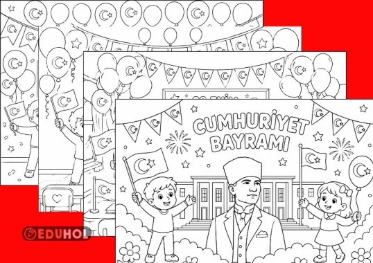 Cumhuriyet Bayramı konulu boyama sayfaları ✔️