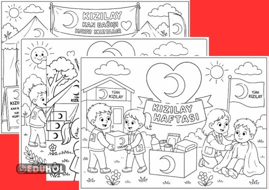 Kızılay Haftası konulu boyama sayfaları ✔️