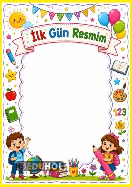 Okulda Uyum Haftasında yaptırılacak ilk güne özel resim sayfası 4 tane PDF✔️