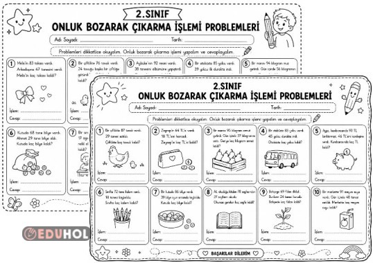 Onluk Bozarak Çıkarma İşlemi Problemleri 1 ✔️