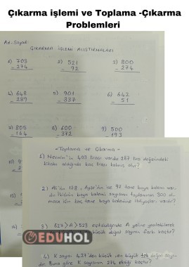 Onluk Bozarak Çıkarma İşlemi-Toplama ve Çıkarma Problemleri