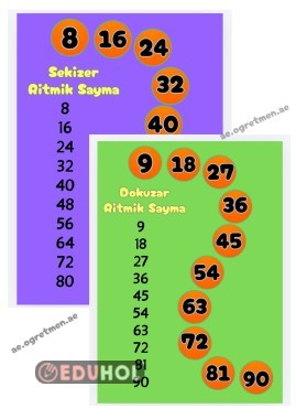 Sekizer ve Dokuzar Ritmik Sayma Deftere Yapıştırma ✔️