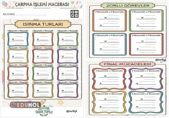 ÇARPMA İŞLEMİ MACERASI ŞABLONU