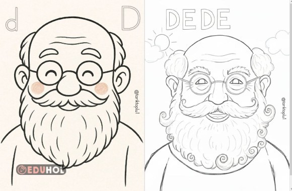 D HARFİ DEDE BOYAMA -  PAMUK - YAPIŞTIRMA