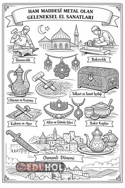 Hammaddesi Metal olan geleneksel el sanatları metni boyama
