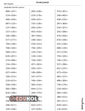 Yan Yana Toplama İşlemleri