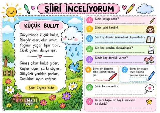 2. Sınıf şiir metin çözümleme