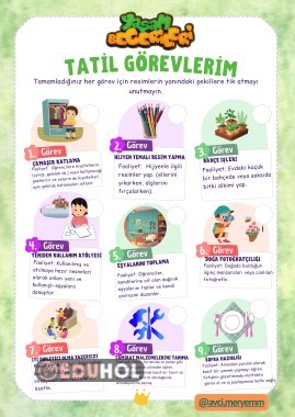 Kasım Ara Tatil Görevleri ( Yaşam Becerileri Temalı )