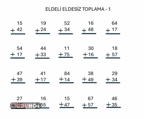 Eldeli ve eldesiz toplama işlemleri (karışık)