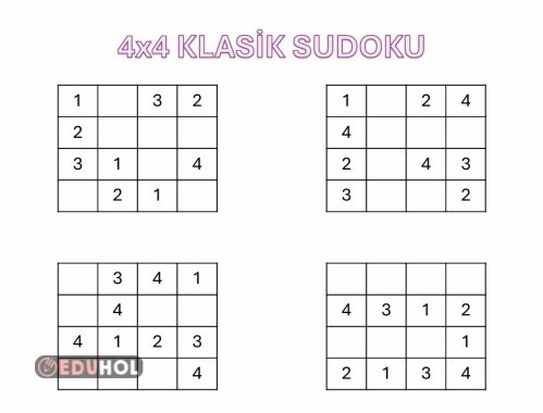 Kolay, orta, zor derecelerde çocuklar için klasik sudoku