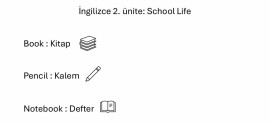 İngilizce 2. ünite kelimeleri (School life)