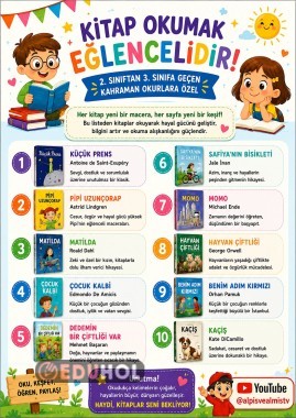 2. sınıftan 3. Sınıfa geçenler için Kitap Okuma listesi