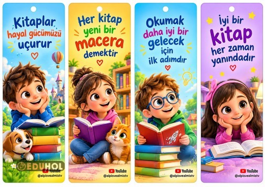 Kitap Ayraçları – 4’lü Renkli Tasarım