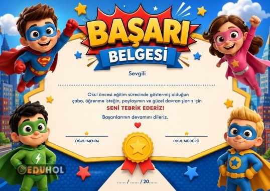 Okul Öncesi Başarı Belgesi