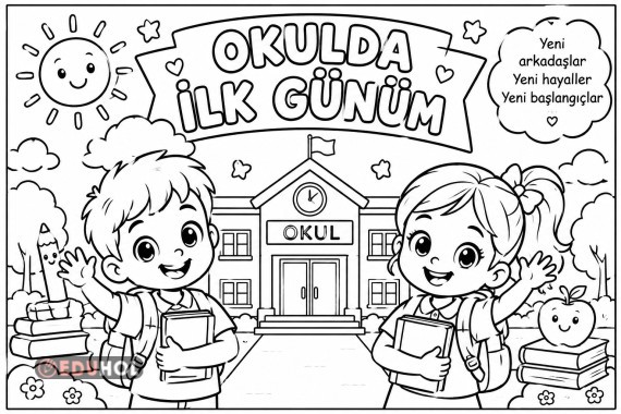 Okulda ilk günüm poster boyama