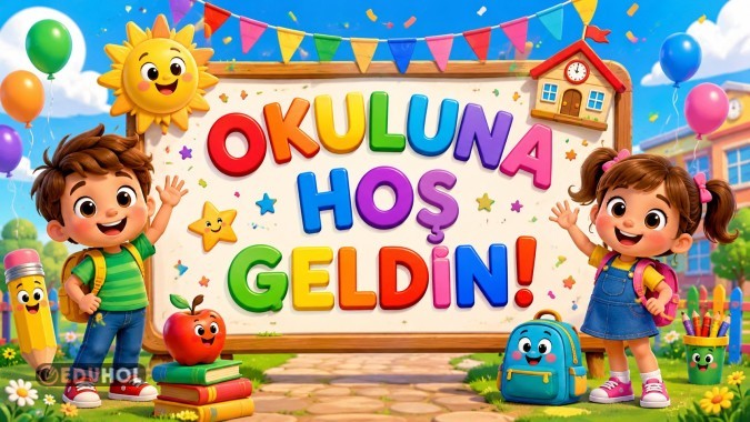 Okuluna hoş geldin dijital pano - akıllı tahta uyumlu 🏫🎒