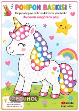 Unicorn Ponpon Baskısı