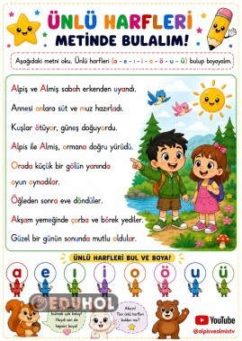Ünlü harfleri - sesleri bul
