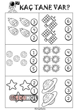 Uzay temalı matematik çalışma sayfası