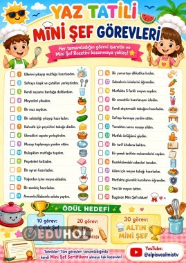 YAZ TATİLİ MİNİ ŞEF GÖREVLERİ