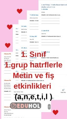 1.sınıf 1. grup harflerle fiş ve Metin etkinlikleri