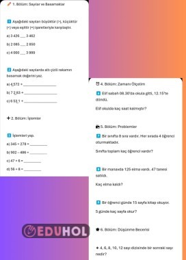 4. sınıf  mini seviye testi