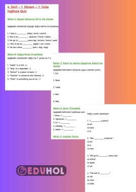 4.SINIF 1. DÖNEM 1.ÜNİTE QUİZ