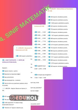 Matematik 4. sınıf 4. haftaya kadar konulardan etkinlik