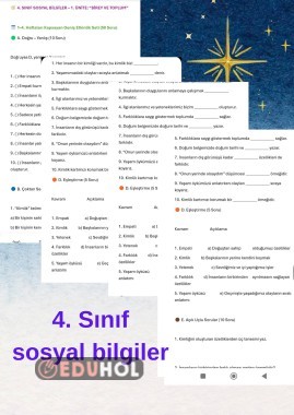 Sosyal bilgiler 4. sınıf 4. hafta dahil etkinlik soruları