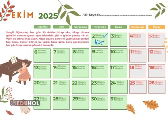 KİTAP OKUMA TAKVİMİ
