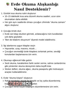 📚 Evde Okuma Alışkanlığı Nasıl Desteklenir?