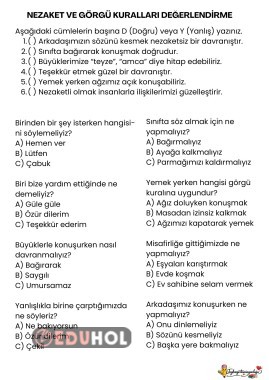 nezaket ve görgü kuralları değerlendirme